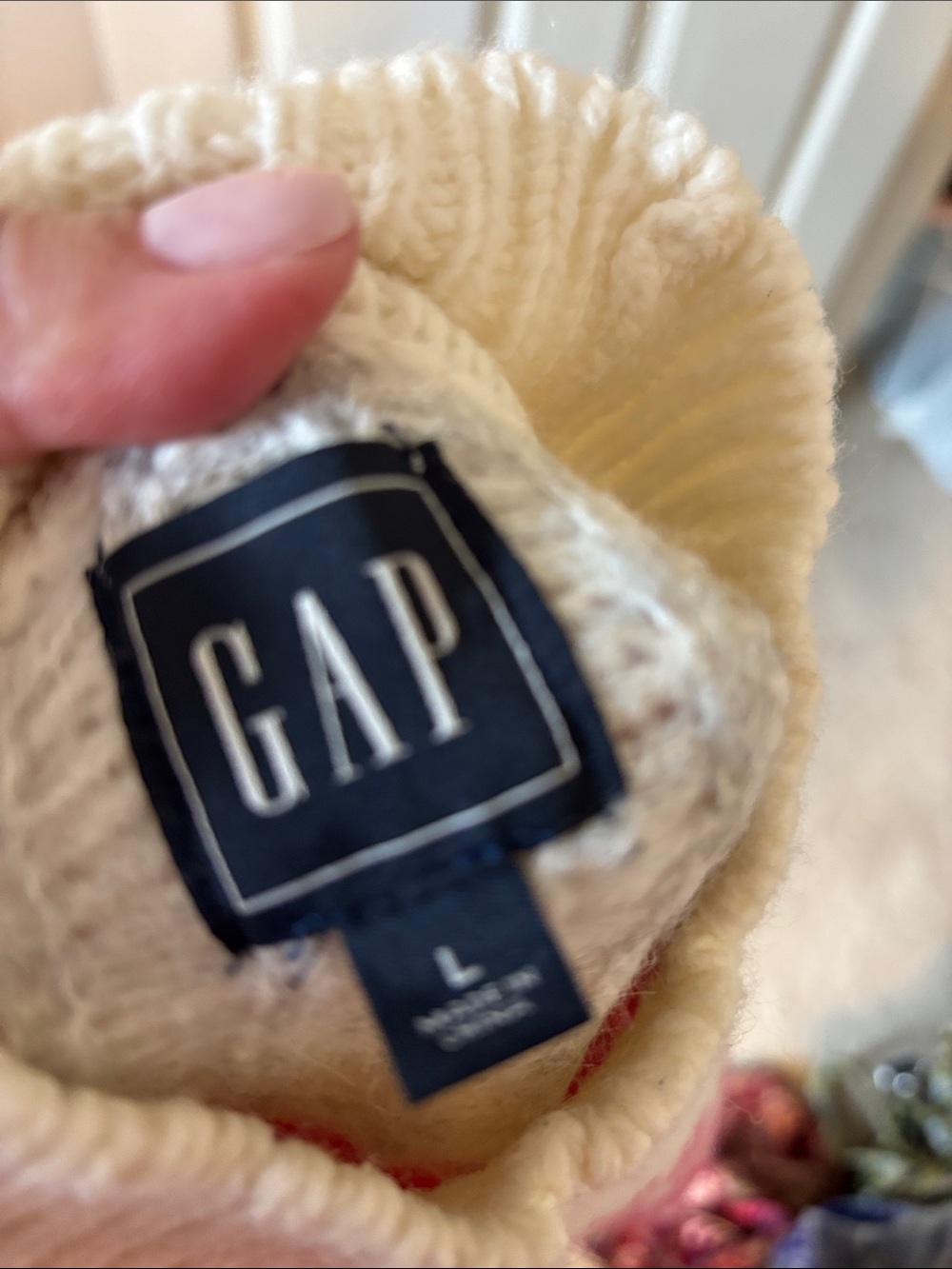 GAP Cream Ribbed Knit Beanie